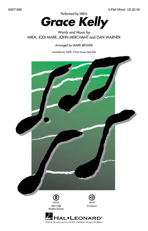 0 Grace Kelly (Arr. Mark Brymer) Gemischter Chor mit Begleitung