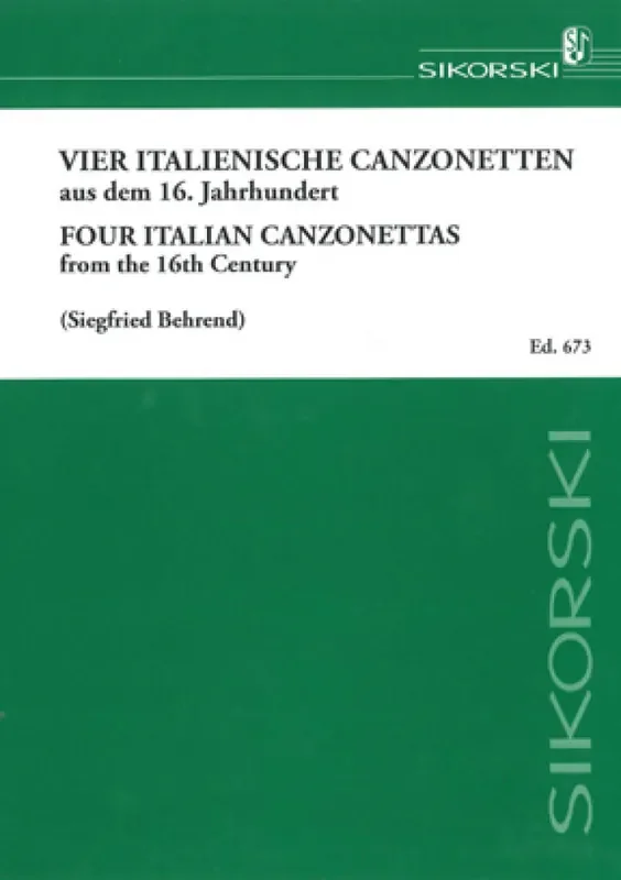 4 italienische Canzonetten aus dem 16. Jahrhundert Gesang mit Gitarre
