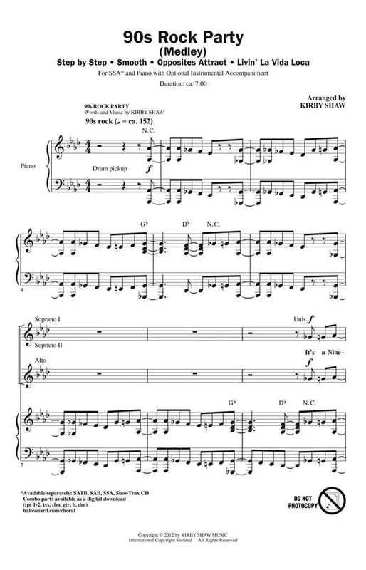 90s Rock Party (Arr. Kirby Shaw) Frauenchor mit Begleitung
