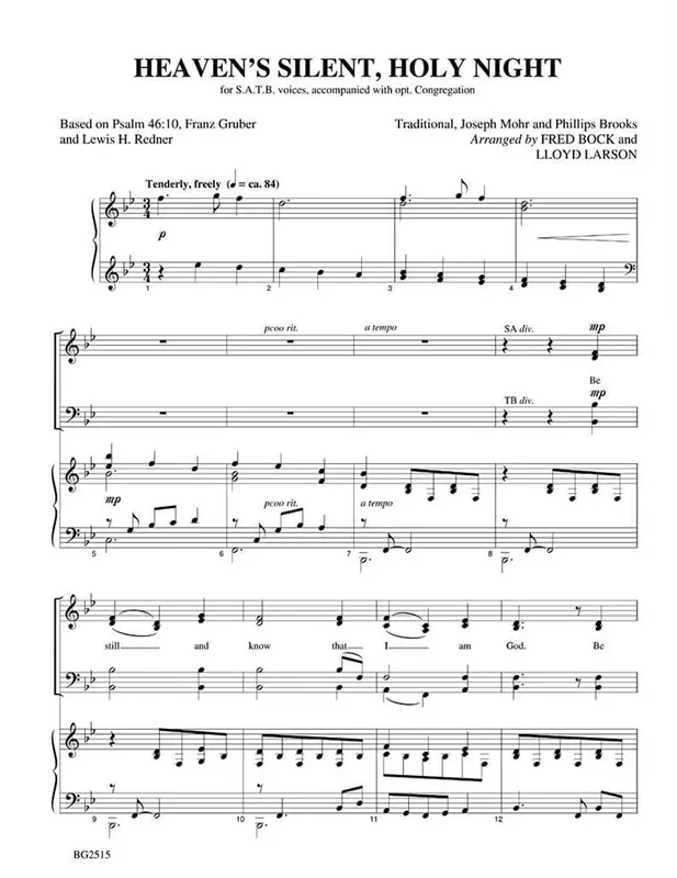 A Ill, Silent Night (Arr. Fred Bock) Gemischter Chor mit Begleitung
