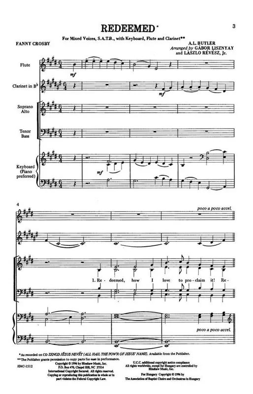 A.L. Butler Redeemed! (Arr. Gabor Lisznyay) Gemischter Chor mit Ensemble