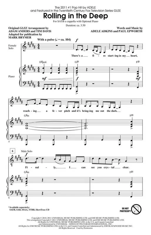 Adele Adkins Rolling in the Deep Gemischter Chor mit Klavier/Orgel