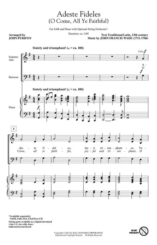 Adeste Fideles (Arr. John Purifoy) Gemischter Chor mit Begleitung