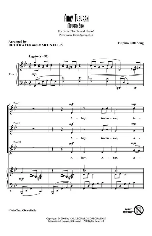 Ahay Tuburan (Arr. Martin Ellis) Gemischter Chor mit Begleitung