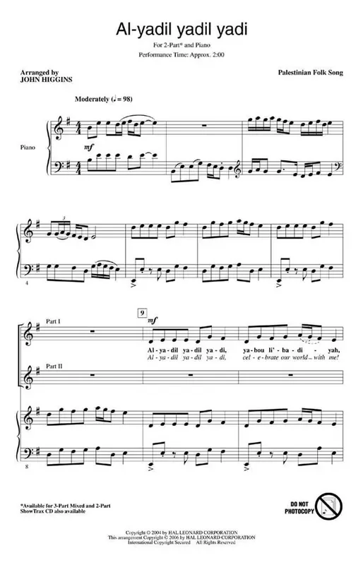 Al-yadil yadil yadi (Arr. John Higgins) Frauenchor mit Begleitung