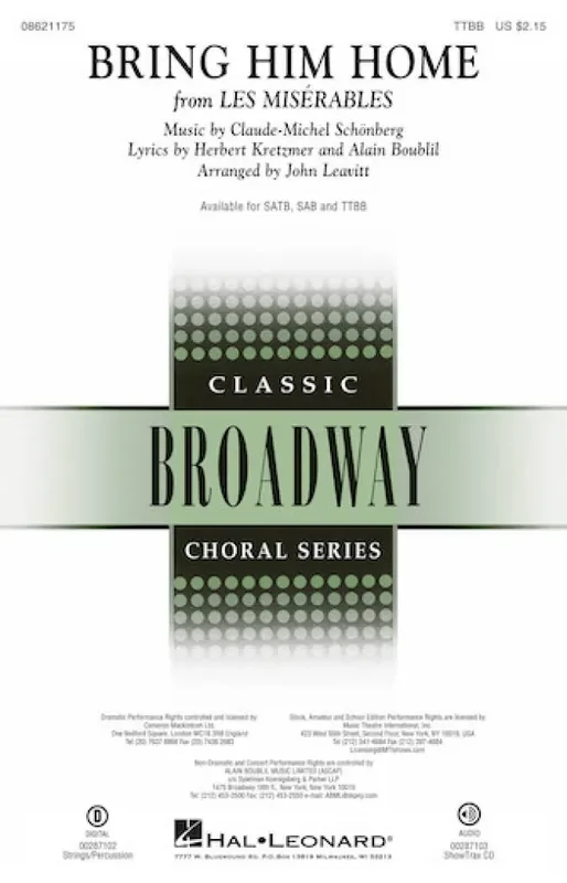 Alain Boublil Bring Him Home (Arr. John Leavitt) Männerchor mit Klavier/Orgel