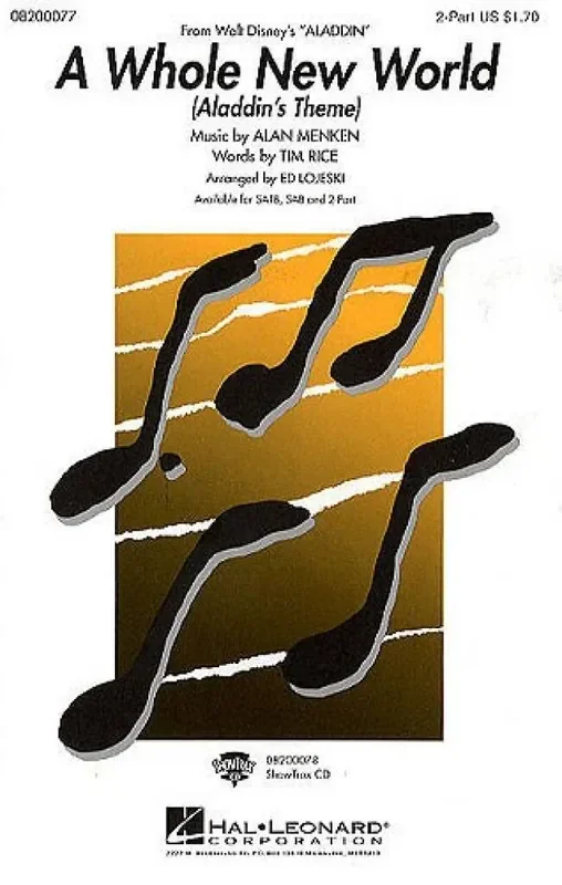 Alan Menken A Whole New World (Arr. Ed Lojeski) Frauenchor mit Klavier/Orgel