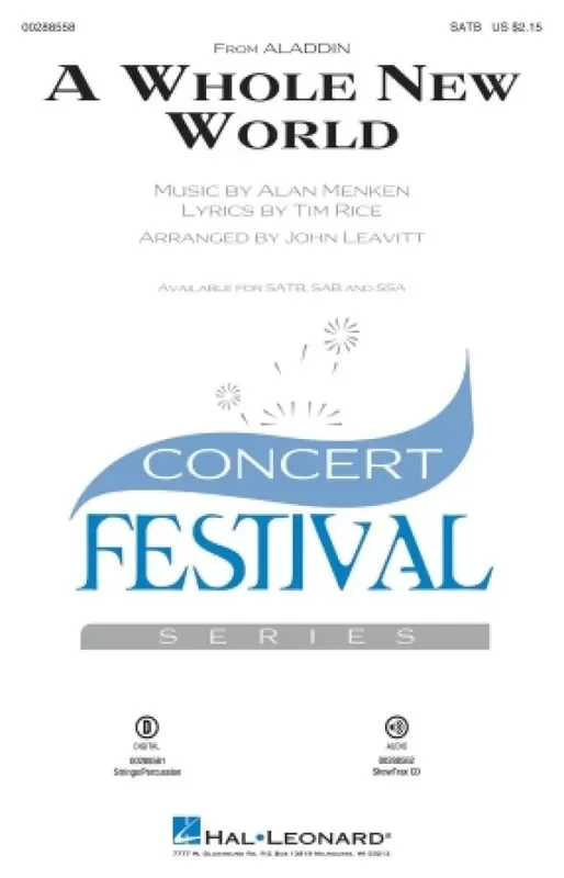 Alan Menken A Whole New World (Arr. John Leavitt) Gemischter Chor mit Begleitung