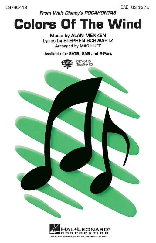 Alan Menken Colors Of The Wind (Arr. Mac Huff) Gemischter Chor mit Begleitung