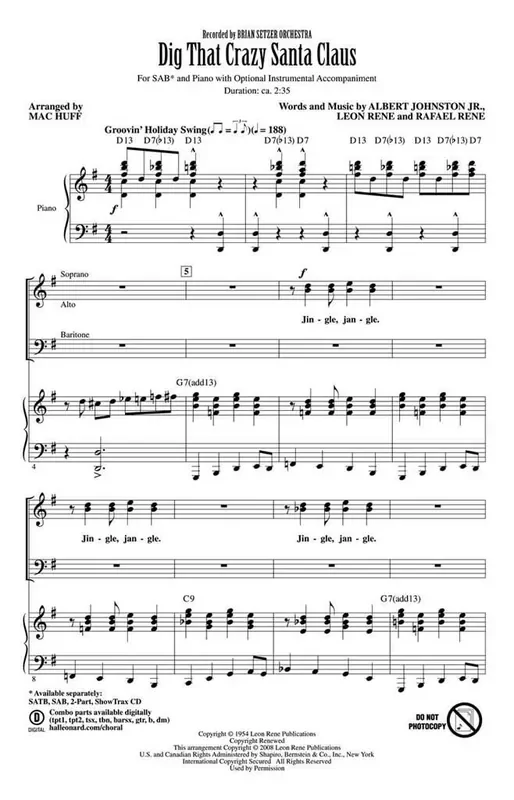 Albert Johnston Jr. Dig That Crazy Santa Claus (Arr. Mac Huff) Gemischter Chor mit Begleitung