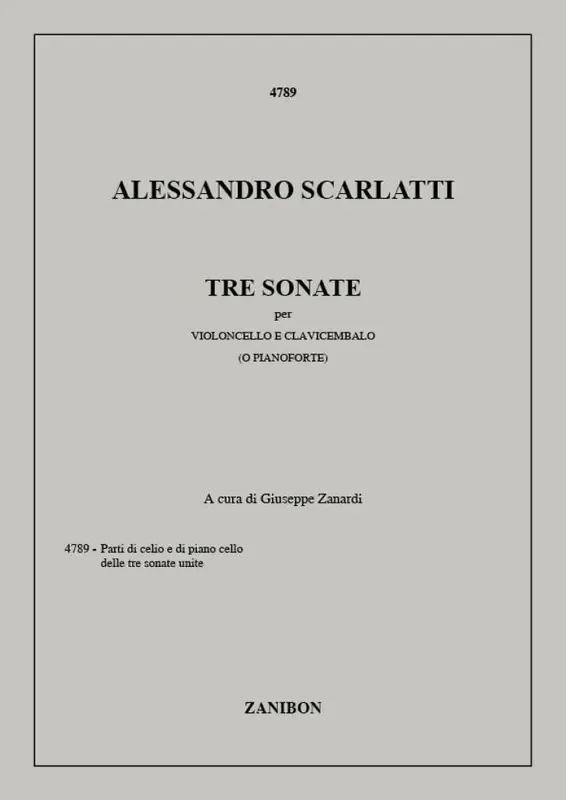 Alessandro Scarlatti 3 Sonate Cello mit Begleitung