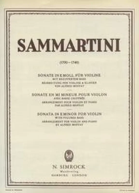 Alfred Moffat Sonata in E Minor Violine mit Begleitung