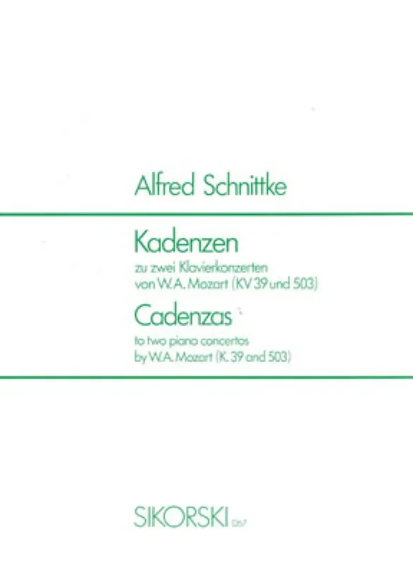 Alfred Schnittke Kadenzen Zu 2 Klavierkonzerten Klavier Solo