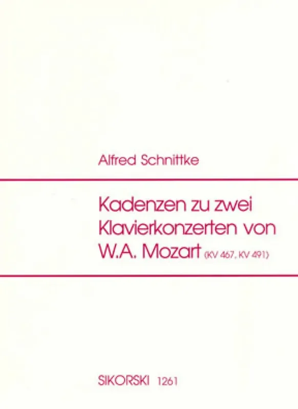 Alfred Schnittke Kadenzen Zu Zwei Klavierkonzerten Klavier Solo