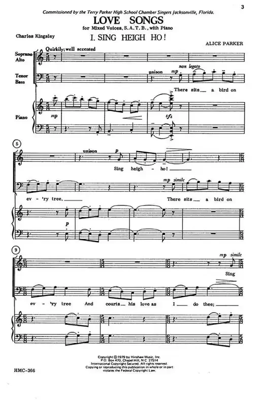 Alice Parker Love Songs (Arr. Alice Parker) Gemischter Chor mit Klavier/Orgel