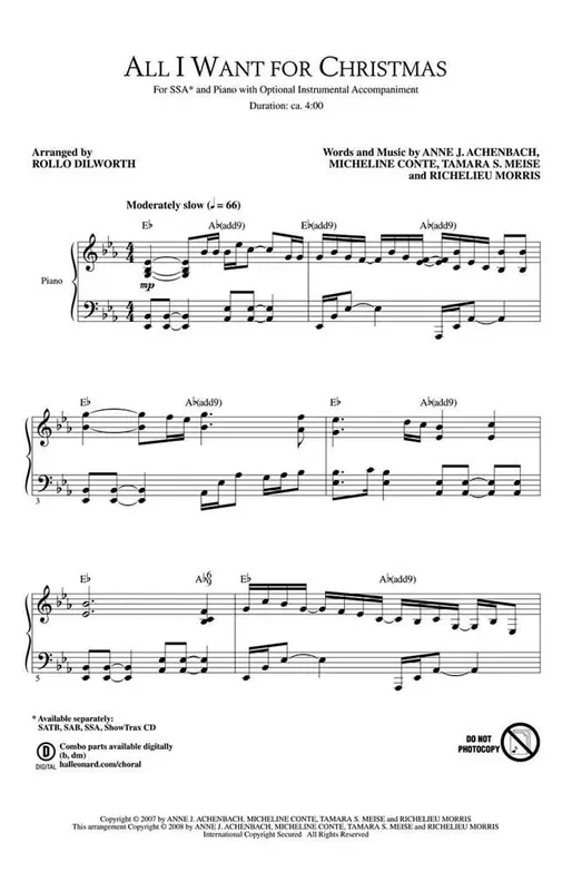 All I Want for Christmas (Arr. Rollo Dilworth) Frauenchor mit Begleitung