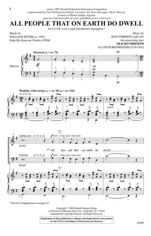 All People That on Earth Do Dwell (Arr. Dan Forrest) Gemischter Chor mit Klavier/Orgel