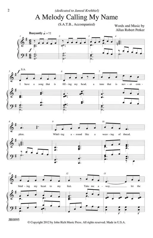 Allan Robert Petker A Melody Calling My Name Gemischter Chor mit Begleitung