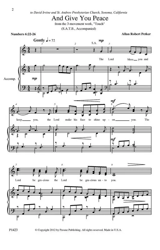 Allan Robert Petker And Give You Peace Gemischter Chor mit Begleitung