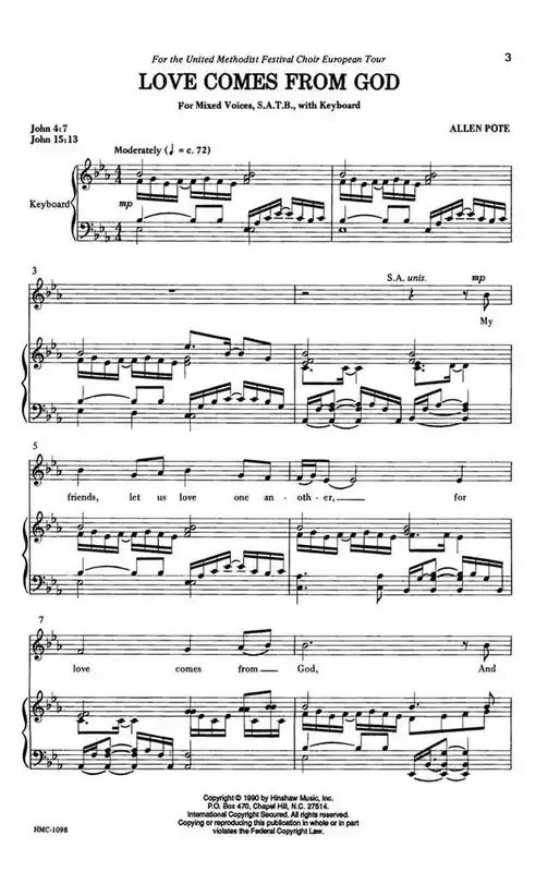 Allen Pote Love Comes From God (Arr. Allen Pote) Gemischter Chor mit Klavier/Orgel