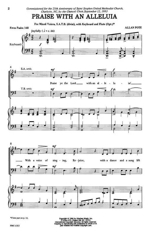 Allen Pote Praise With An Alleluia (Arr. Allen Pote) Gemischter Chor mit Klavier/Orgel