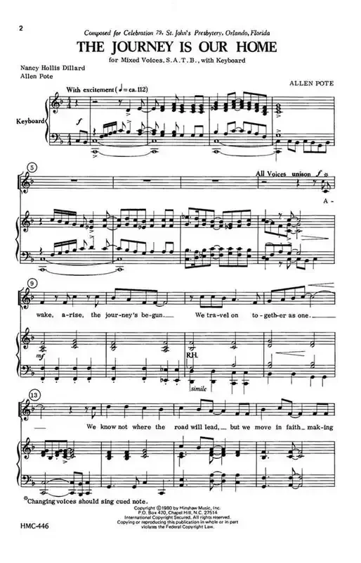 Allen Pote The Journey Is Our Home (Arr. Allen Pote) Gemischter Chor mit Klavier/Orgel