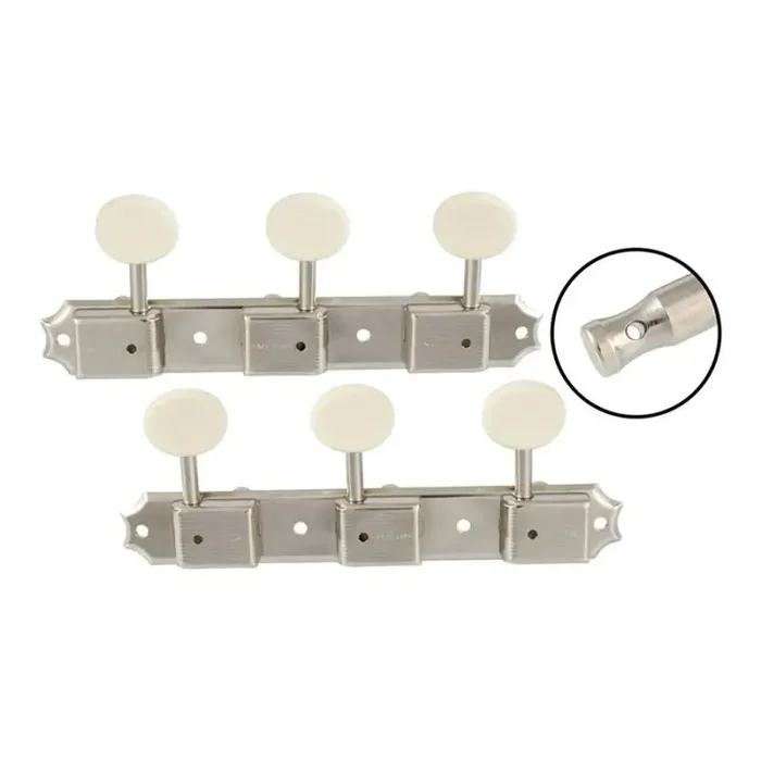 Allparts Gotoh vintage deluxe style 3×3 keys on a strip, 70 mm, off-white plastic buttons, nickel, 2pcs