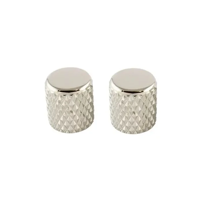 Allparts heavy knurl barrel knobs, nickel, 2pcs