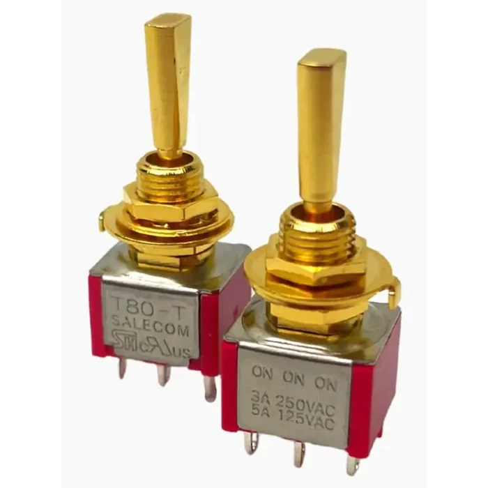 Allparts On-On-On miniswitch, DPDT, gold