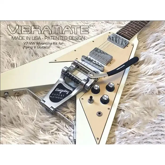 Allparts Vibramate V7-VW, adapts Bigbsy B7 to fit on Flying V , includes bracket, nickel