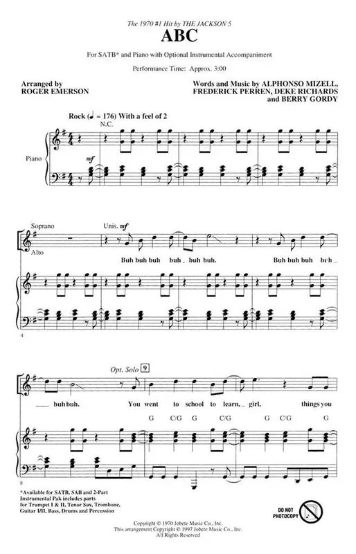 Alphonso Mizzell ABC (Arr. Roger Emerson) Gemischter Chor mit Klavier/Orgel