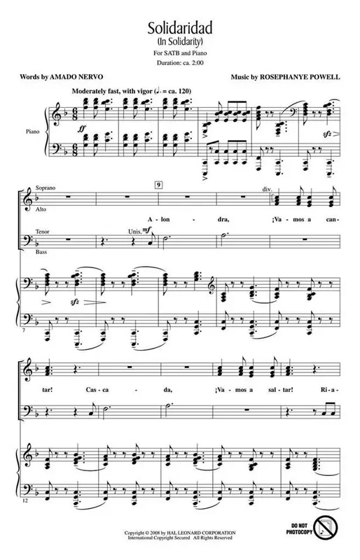Amado Nervo Solidaridad Gemischter Chor mit Begleitung