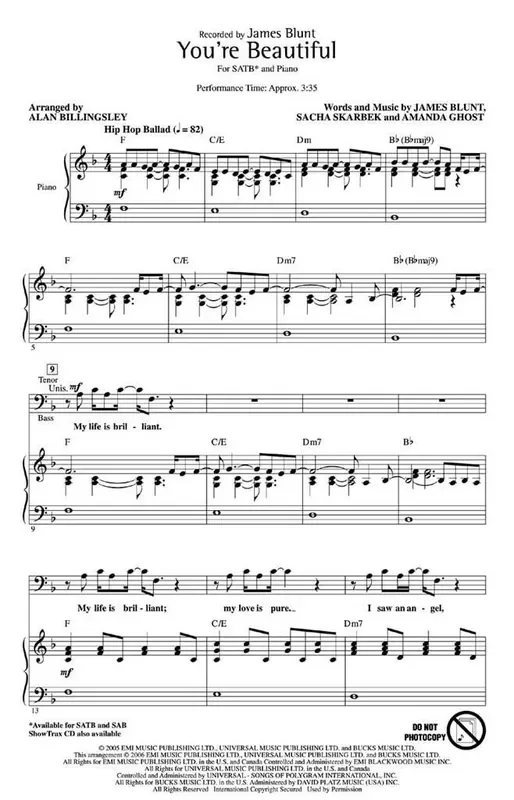 Amanda Ghost You‘re beautiful (Arr. Alan Billingsley) Gemischter Chor mit Klavier/Orgel