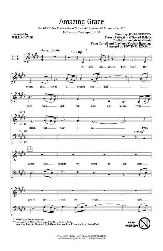 Amazing Grace (Arr. Will Schmid) Gemischter Chor mit Begleitung