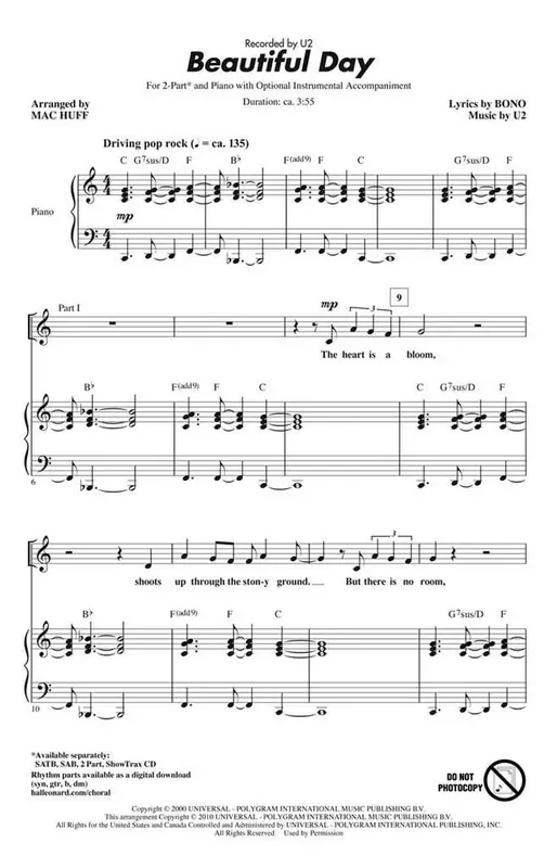 American Idol Beautiful Day (Arr. Mac Huff) Gesang Solo