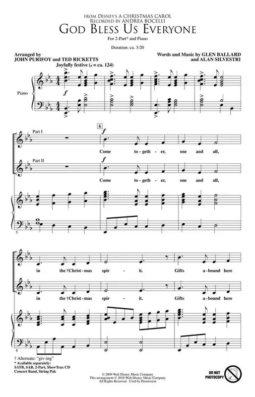 Andrea Bocelli God Bless Us Everyone (Arr. John Purifoy) Gesang Solo