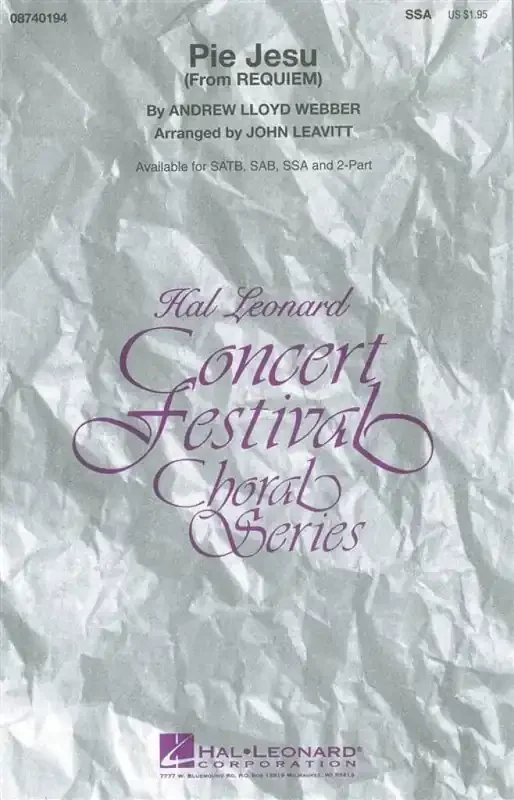Andrew Lloyd Webber Pie Jesu (Arr. John Leavitt) Frauenchor mit Begleitung