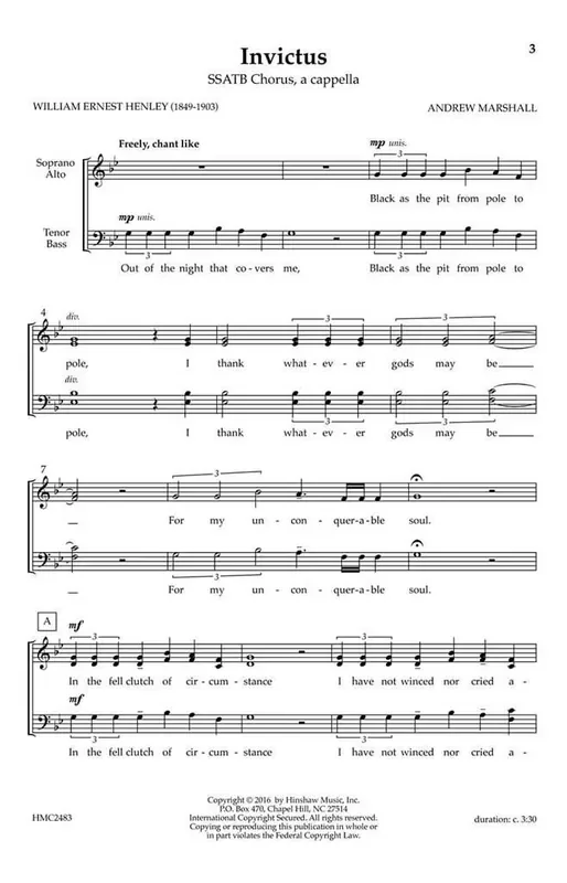 Andrew Marshall Invictus Gemischter Chor A cappella