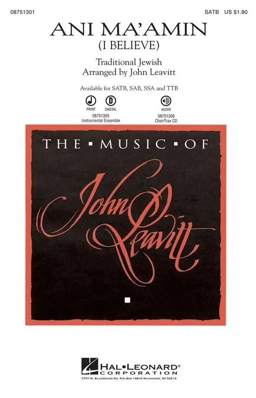 Ani Ma‘amin (Arr. John Leavitt) Gemischter Chor mit Begleitung
