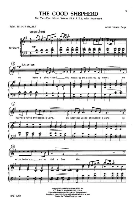 Anna Laura Page The Good Shepherd (Arr. Anna Laura Page) Gemischter Chor mit Klavier/Orgel