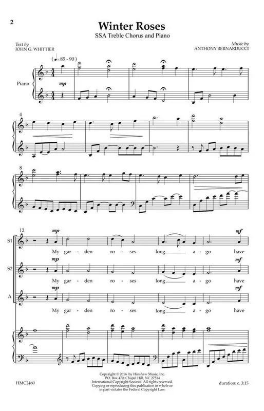 Anthony Bernarducci Winter Roses Frauenchor mit Begleitung