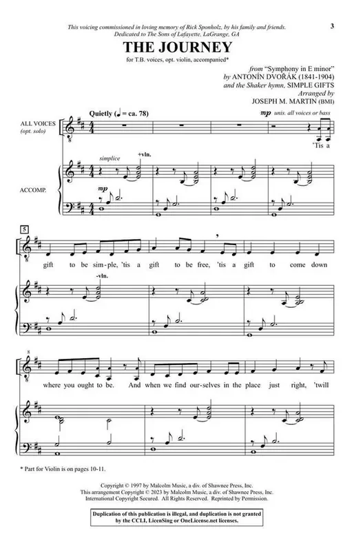 Anton Dvorák The Journey (Arr. Joseph M. Martin) Männerchor mit Begleitung