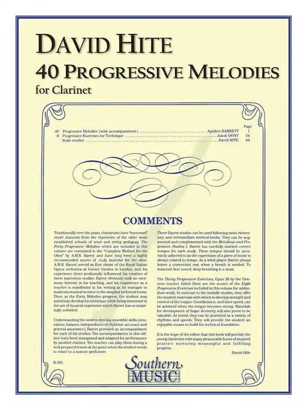 Apollon-Marie-Rose Barret 40 Progressive Melodies (Arr. David Hite) Klarinette Solo