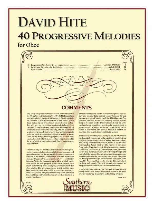 Apollon-Marie-Rose Barret 40 Progressive Melodies (Arr. David Hite) Oboe Solo