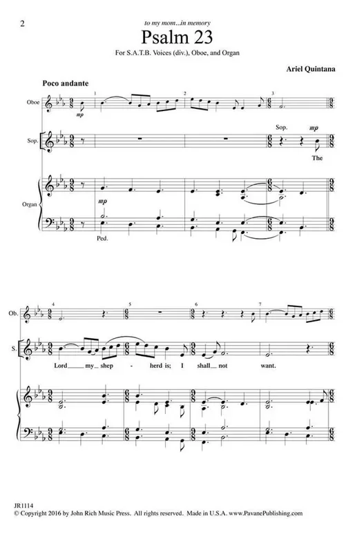 Ariel Quintana Psalm 23 Gemischter Chor mit Begleitung