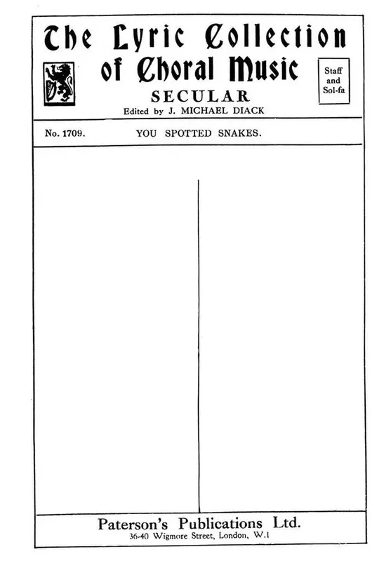 Arthur Collingwood Ye Spotted Snakes Gemischter Chor mit Klavier/Orgel
