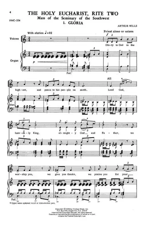 Arthur Wills The Holy Eucharist Rite Two (Arr. Arthur Wills) Gemischter Chor mit Klavier/Orgel