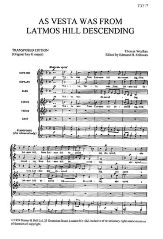 As Vesta Was From Latmos Hill Descending Gemischter Chor mit Begleitung