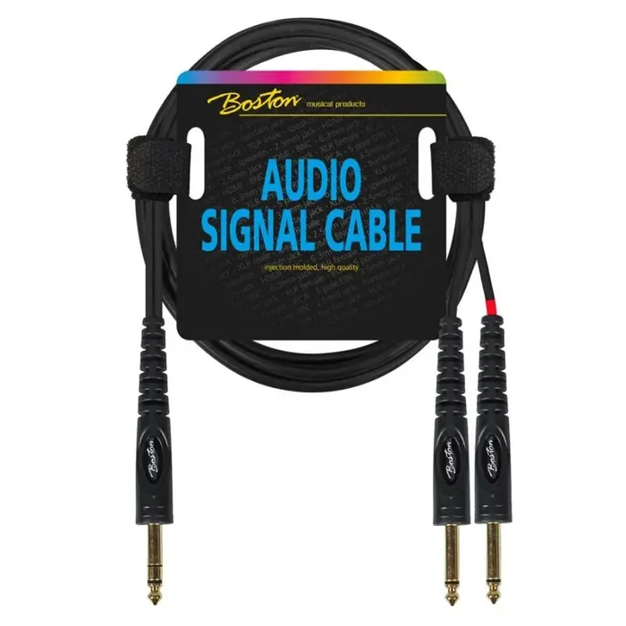 Audio signaalkabel, 2x 6.3mm jack mono naar 6.3mm jack stereo, 3 meter