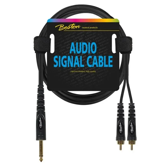 Audio signaalkabel, 2x RCA naar 6.3mm jack mono, 3 meter